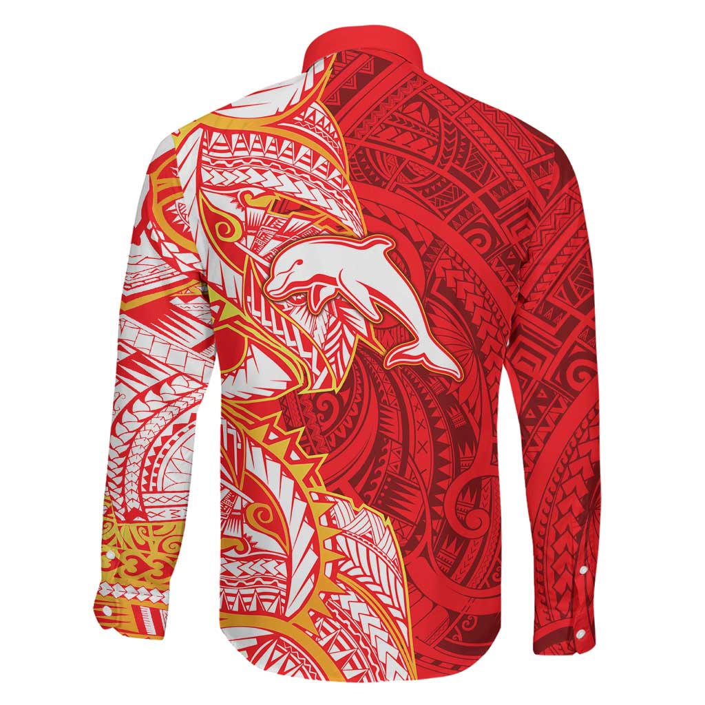 Dolphins Family Matching Off Shoulder Maxi Dress and Hawaiian Shirt Polynesian Tribal Tattoo Pacific Sport Art