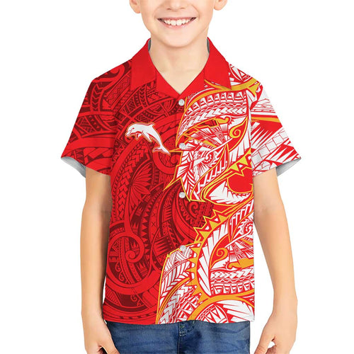 Dolphins Family Matching Off Shoulder Maxi Dress and Hawaiian Shirt Polynesian Tribal Tattoo Pacific Sport Art