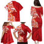 Dolphins Family Matching Puletasi and Hawaiian Shirt Polynesian Tribal Tattoo Pacific Sport Art