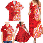 Dolphins Family Matching Summer Maxi Dress and Hawaiian Shirt Polynesian Tribal Tattoo Pacific Sport Art