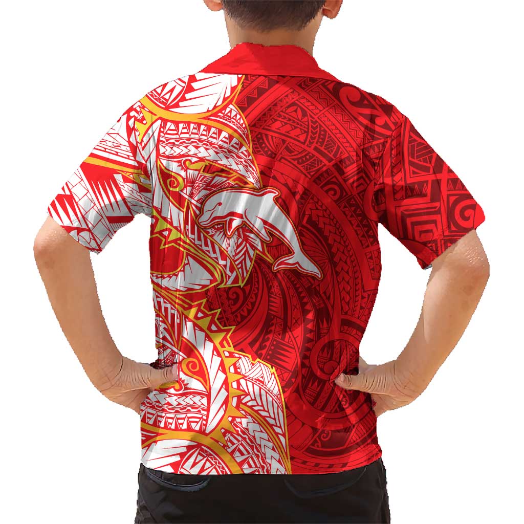 Dolphins Family Matching Summer Maxi Dress and Hawaiian Shirt Polynesian Tribal Tattoo Pacific Sport Art