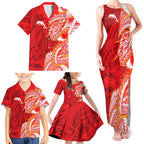 Dolphins Family Matching Tank Maxi Dress and Hawaiian Shirt Polynesian Tribal Tattoo Pacific Sport Art
