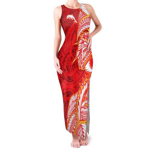 Dolphins Family Matching Tank Maxi Dress and Hawaiian Shirt Polynesian Tribal Tattoo Pacific Sport Art
