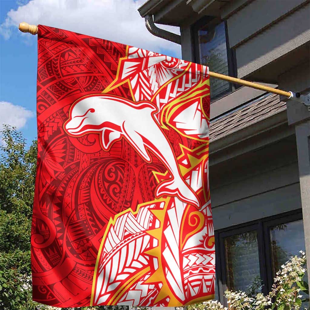 Dolphins Garden Flag Polynesian Tribal Tattoo Pacific Sport Art