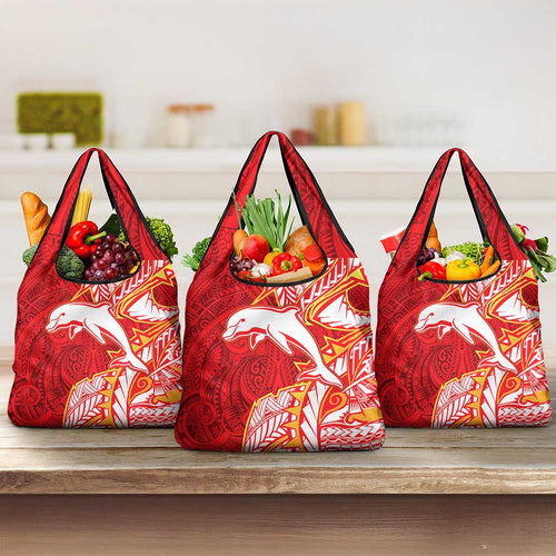Dolphins Grocery Bag Polynesian Tribal Tattoo Pacific Sport Art