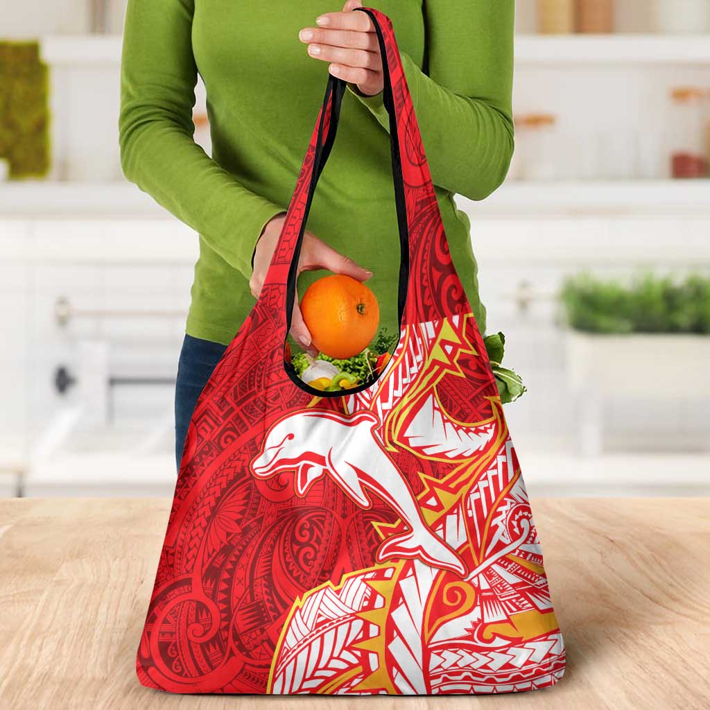 Dolphins Grocery Bag Polynesian Tribal Tattoo Pacific Sport Art