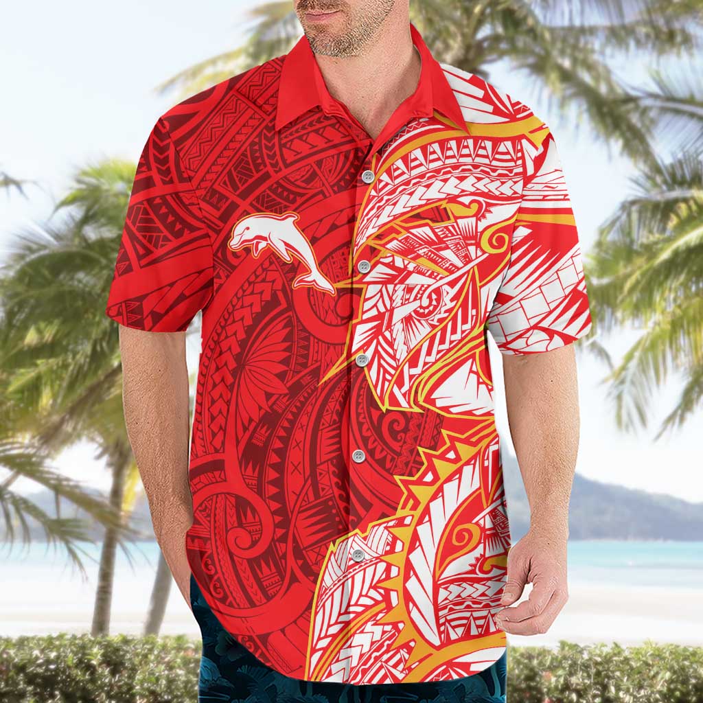 Dolphins Hawaiian Shirt Polynesian Tribal Tattoo Pacific Sport Art
