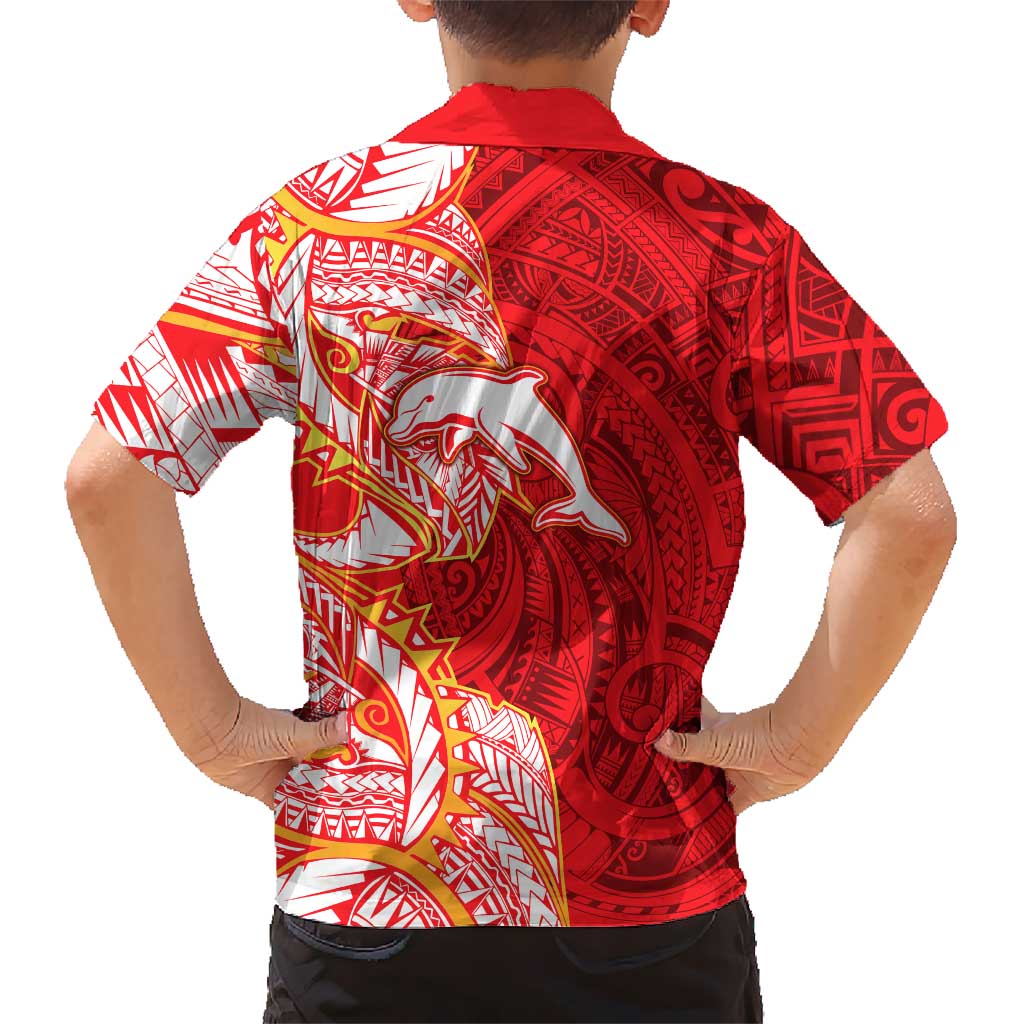 Dolphins Hawaiian Shirt Polynesian Tribal Tattoo Pacific Sport Art