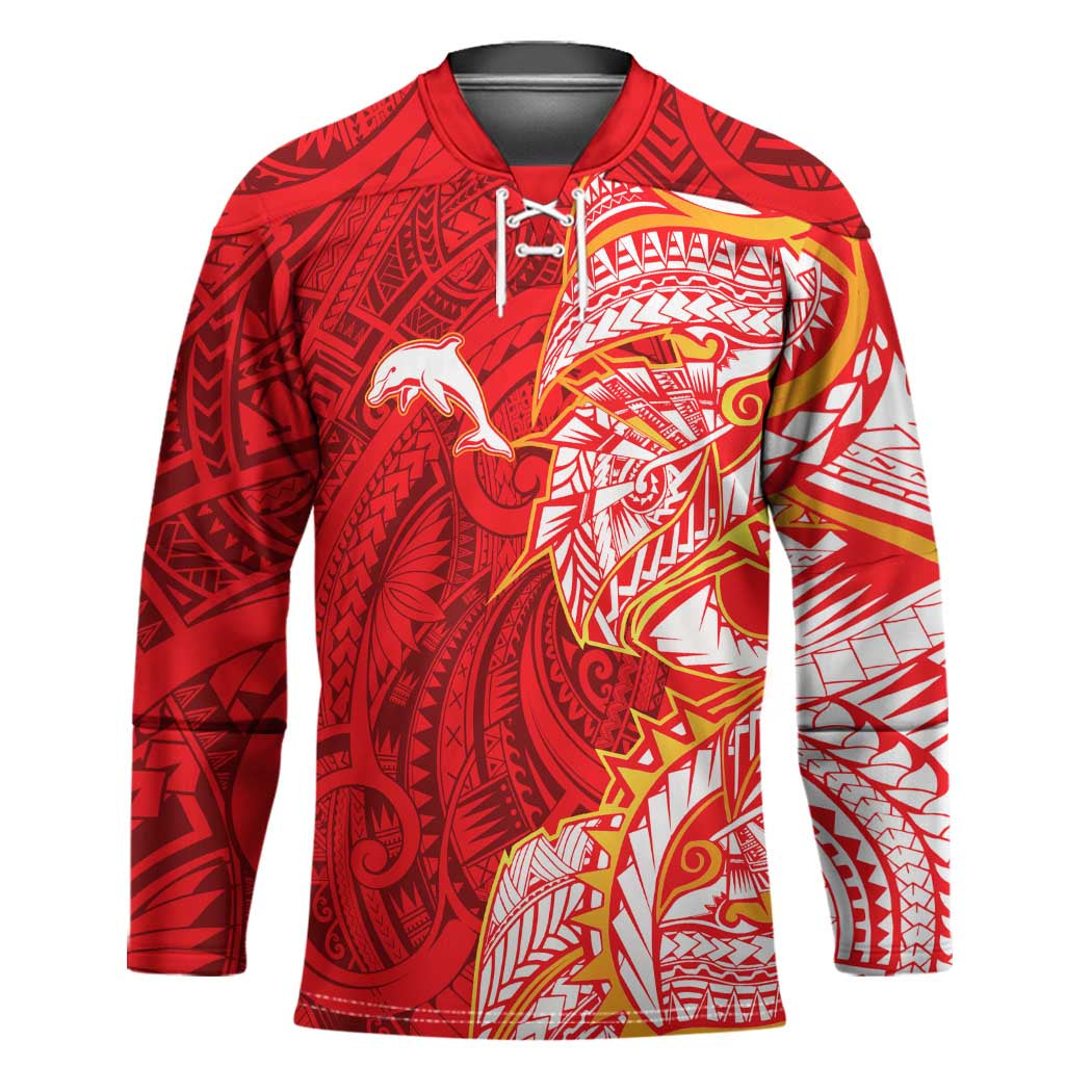 Dolphins Hockey Jersey Polynesian Tribal Tattoo Pacific Sport Art