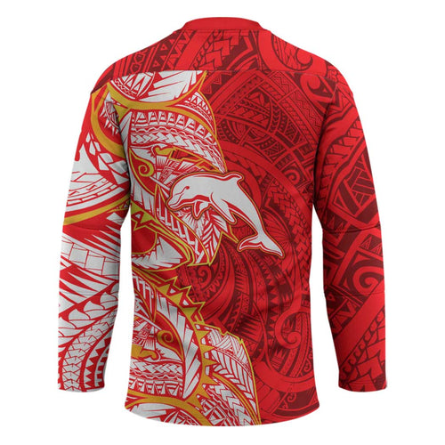 Dolphins Hockey Jersey Polynesian Tribal Tattoo Pacific Sport Art