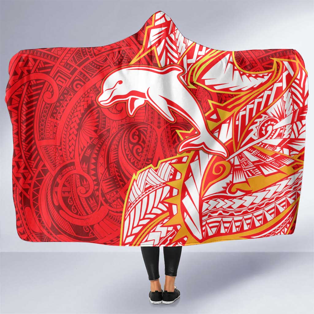 Dolphins Hooded Blanket Polynesian Tribal Tattoo Pacific Sport Art