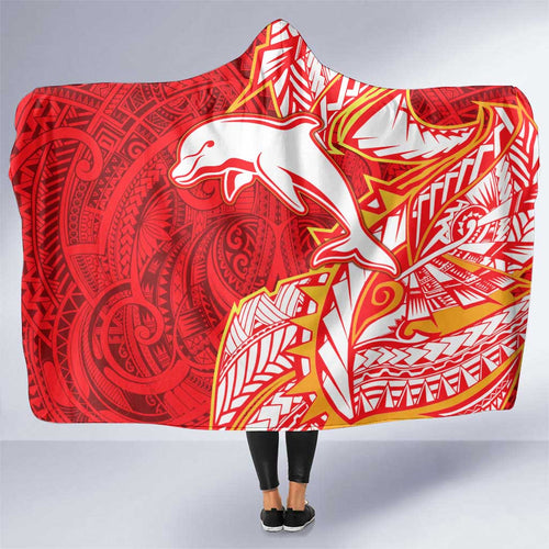 Dolphins Hooded Blanket Polynesian Tribal Tattoo Pacific Sport Art