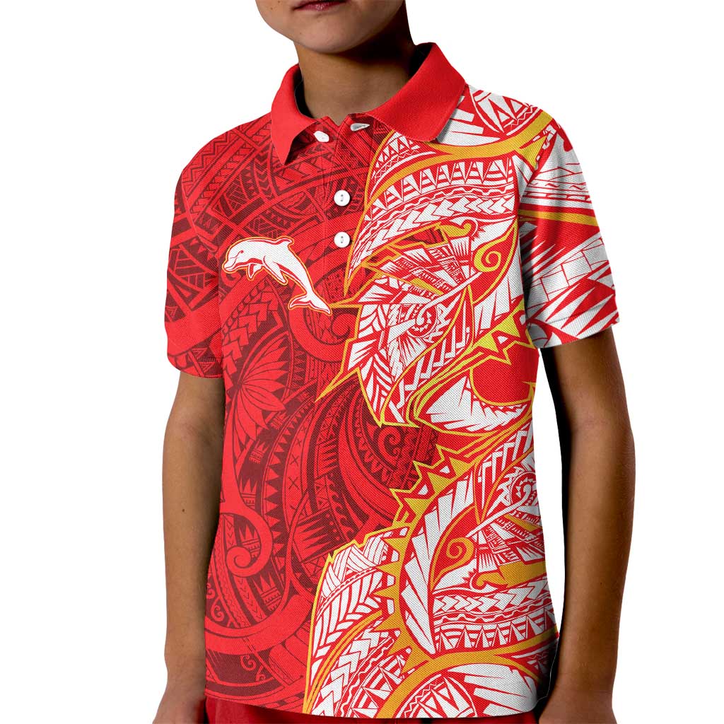 Dolphins Kid Polo Shirt Polynesian Tribal Tattoo Pacific Sport Art