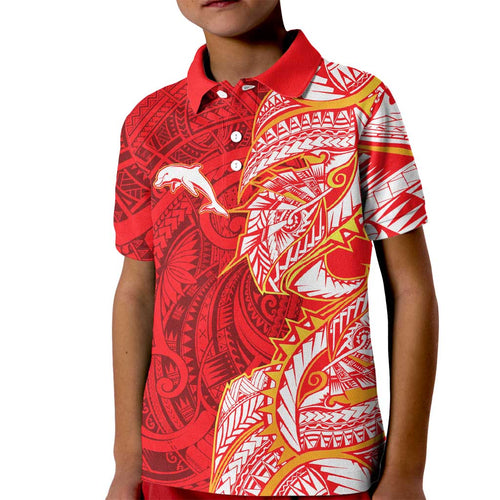 Dolphins Kid Polo Shirt Polynesian Tribal Tattoo Pacific Sport Art