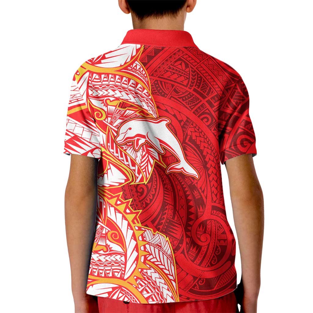 Dolphins Kid Polo Shirt Polynesian Tribal Tattoo Pacific Sport Art