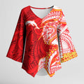 Dolphins Kimono Sleeve Blouse Polynesian Tribal Tattoo Pacific Sport Art