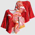 Dolphins Kimono Sleeve Blouse Polynesian Tribal Tattoo Pacific Sport Art