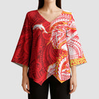 Dolphins Kimono Sleeve Blouse Polynesian Tribal Tattoo Pacific Sport Art