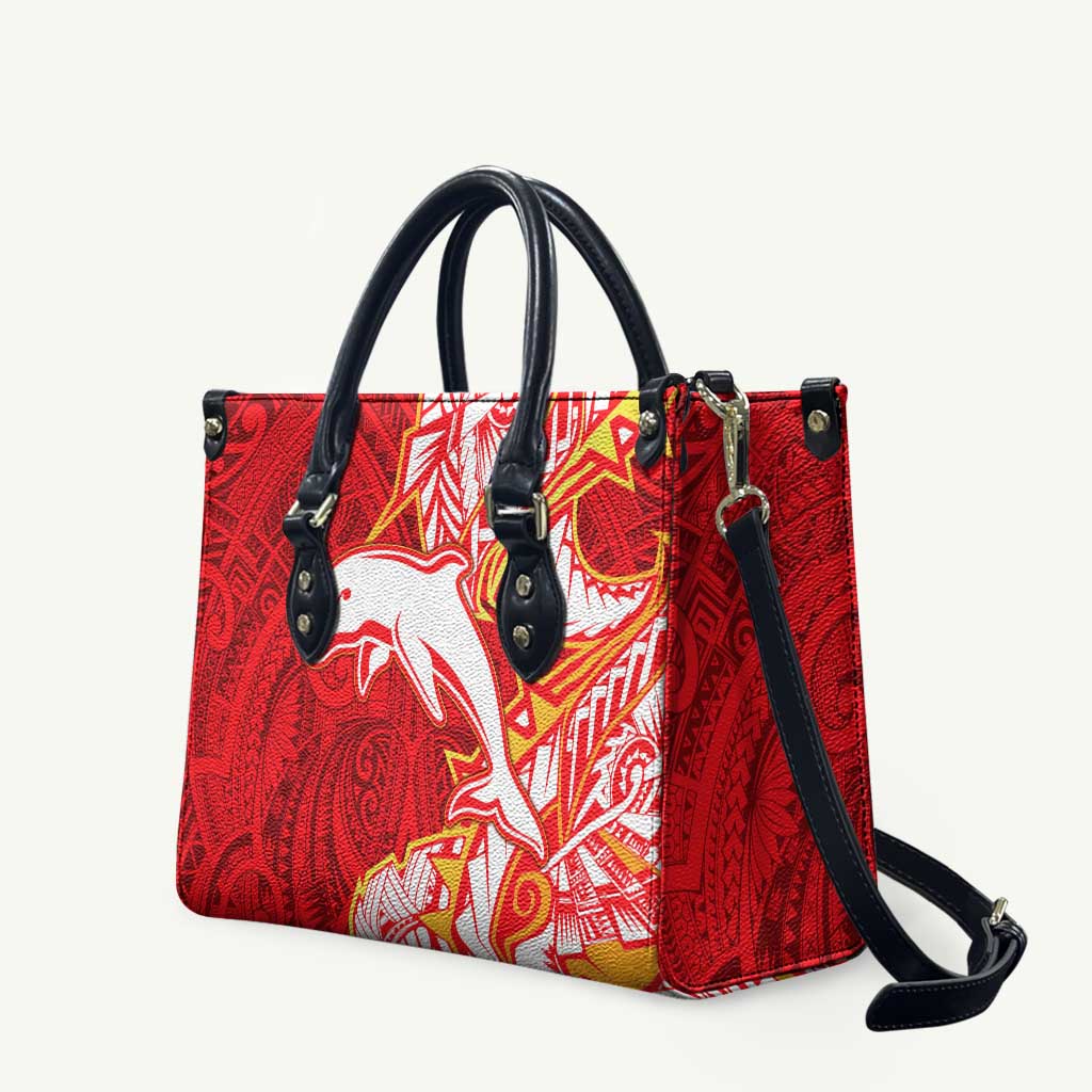 Dolphins Leather Bag Polynesian Tribal Tattoo Pacific Sport Art