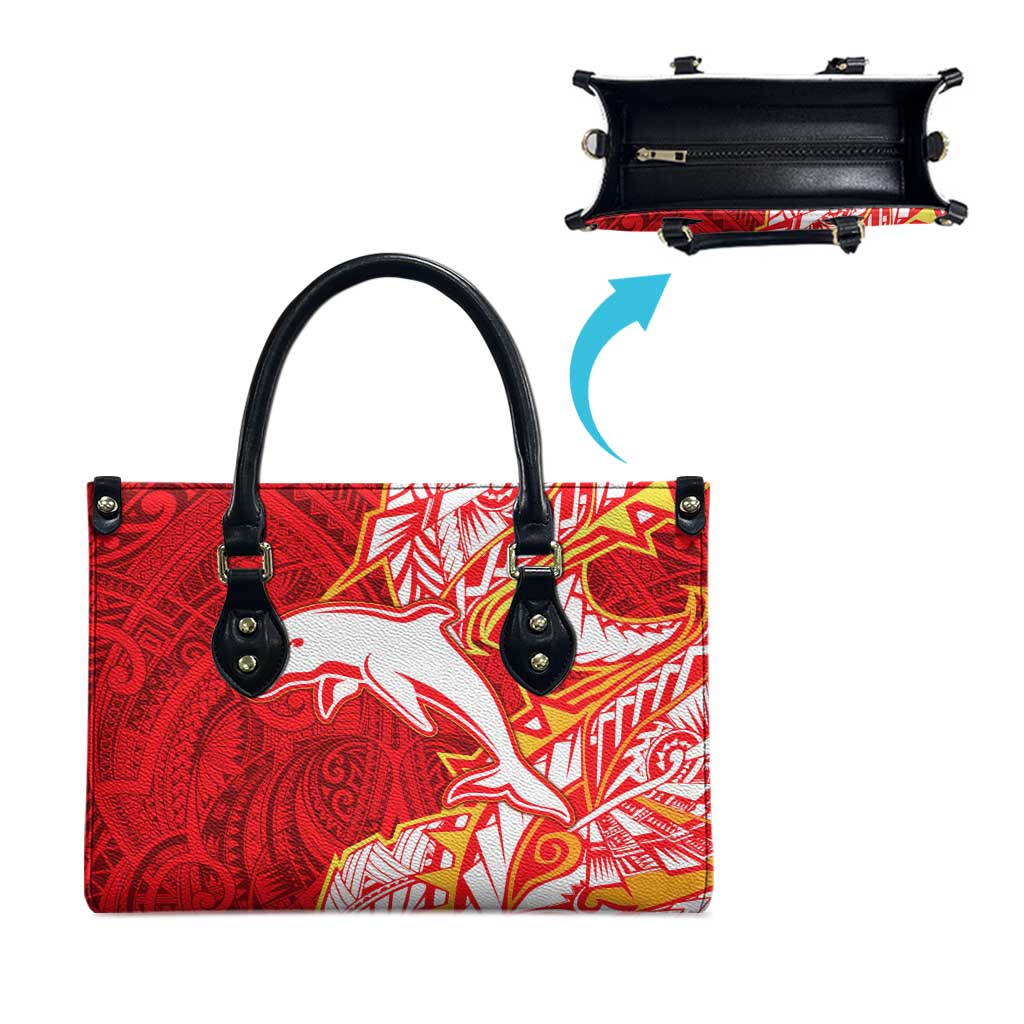 Dolphins Leather Bag Polynesian Tribal Tattoo Pacific Sport Art