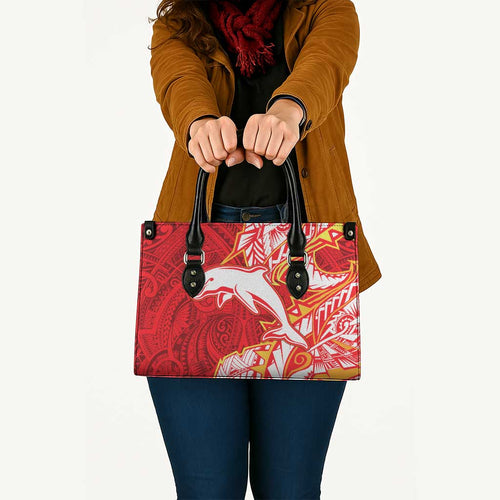 Dolphins Leather Bag Polynesian Tribal Tattoo Pacific Sport Art
