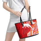 Dolphins Leather Tote Bag Polynesian Tribal Tattoo Pacific Sport Art
