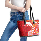 Dolphins Leather Tote Bag Polynesian Tribal Tattoo Pacific Sport Art