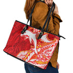Dolphins Leather Tote Bag Polynesian Tribal Tattoo Pacific Sport Art