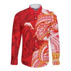 Dolphins Long Sleeve Button Shirt Polynesian Tribal Tattoo Pacific Sport Art