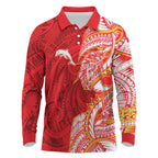 Dolphins Long Sleeve Polo Shirt Polynesian Tribal Tattoo Pacific Sport Art