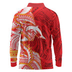 Dolphins Long Sleeve Polo Shirt Polynesian Tribal Tattoo Pacific Sport Art