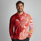 Dolphins Long Sleeve Polo Shirt Polynesian Tribal Tattoo Pacific Sport Art