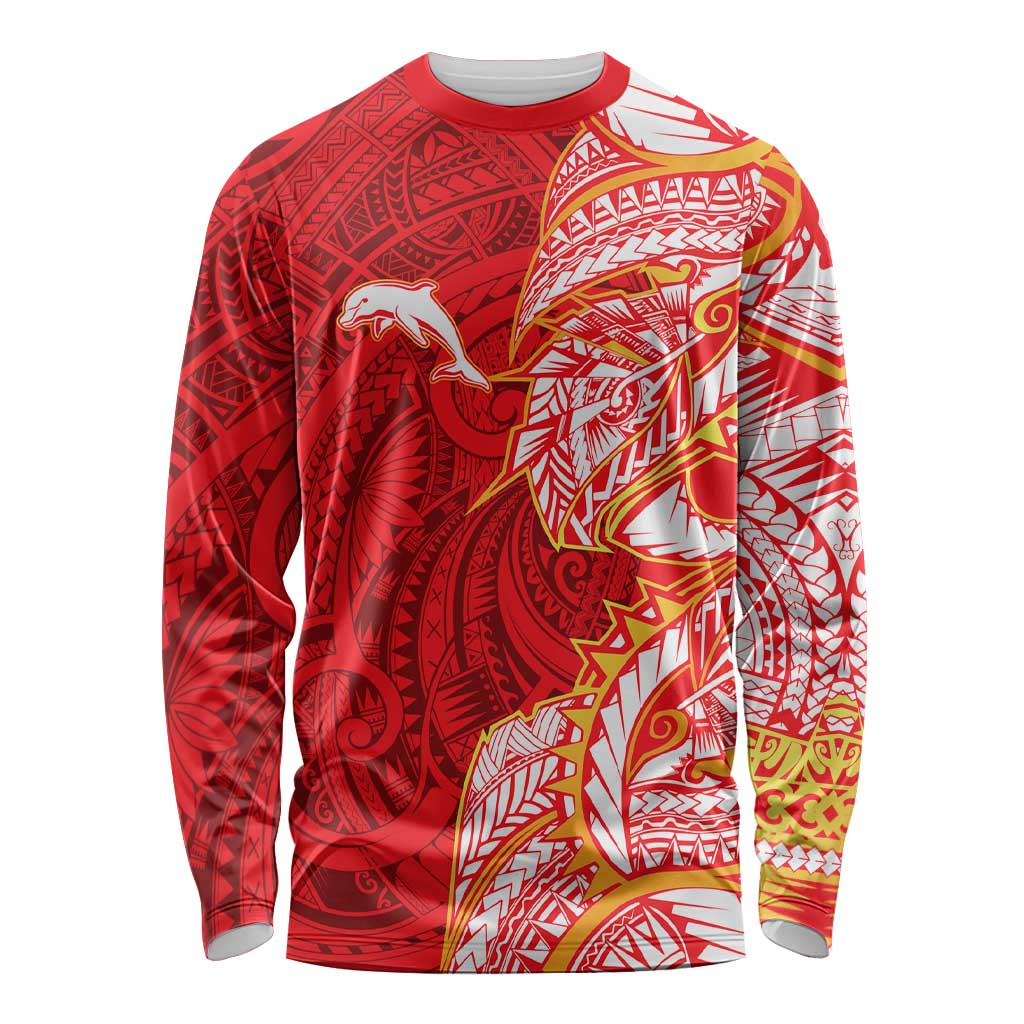 Dolphins Long Sleeve Shirt Polynesian Tribal Tattoo Pacific Sport Art