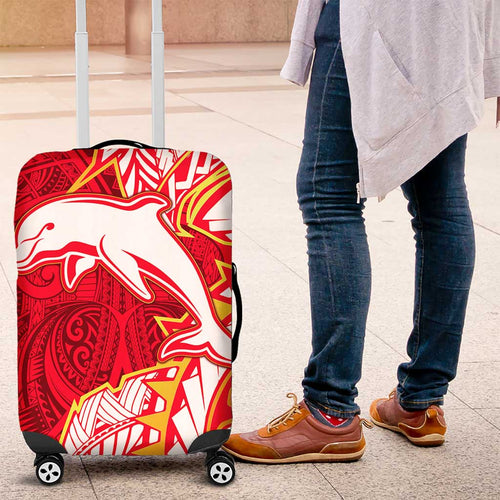 Dolphins Luggage Cover Polynesian Tribal Tattoo Pacific Sport Art