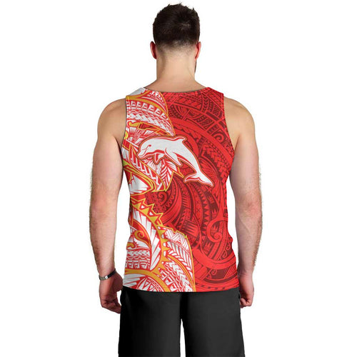 Dolphins Men Tank Top Polynesian Tribal Tattoo Pacific Sport Art