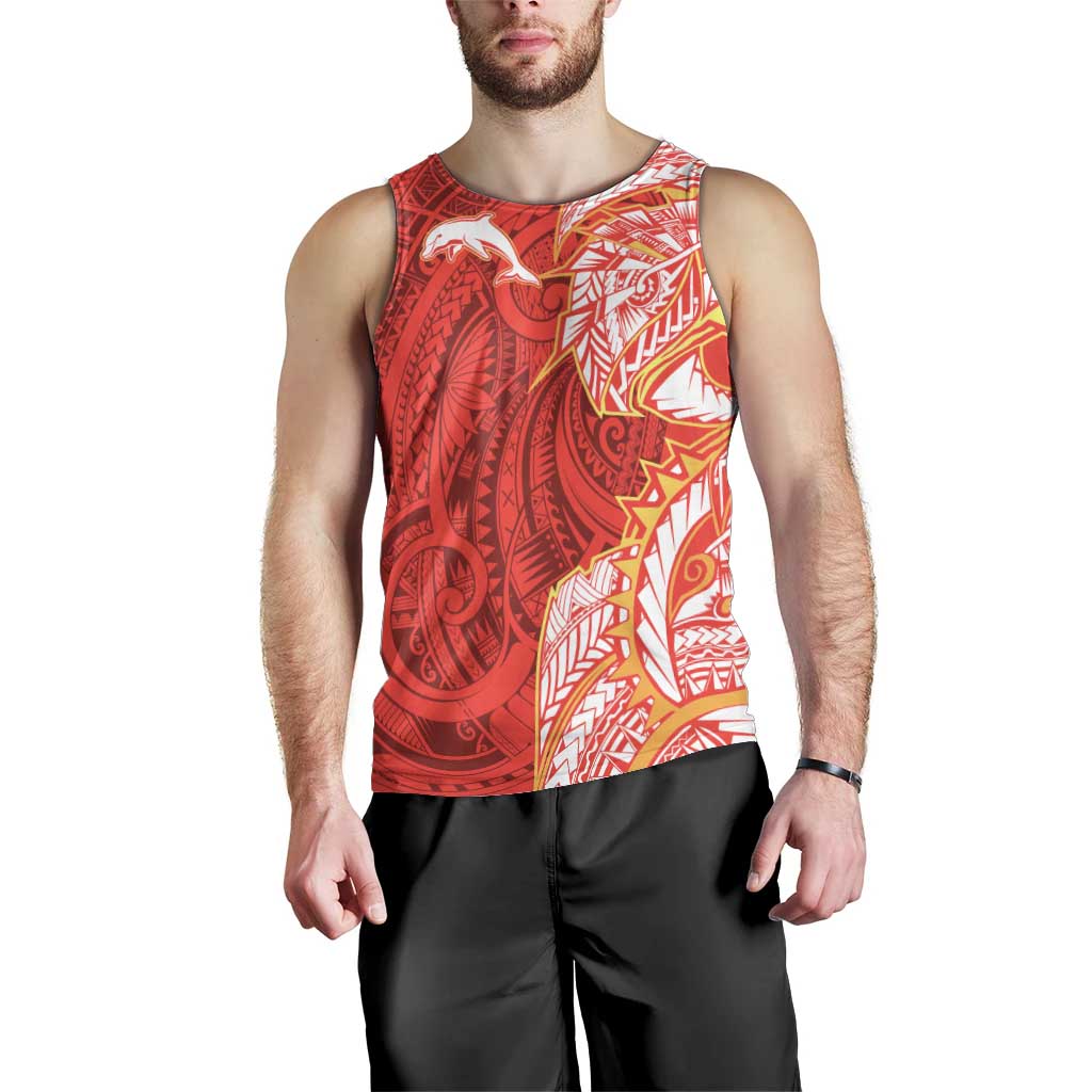 Dolphins Men Tank Top Polynesian Tribal Tattoo Pacific Sport Art