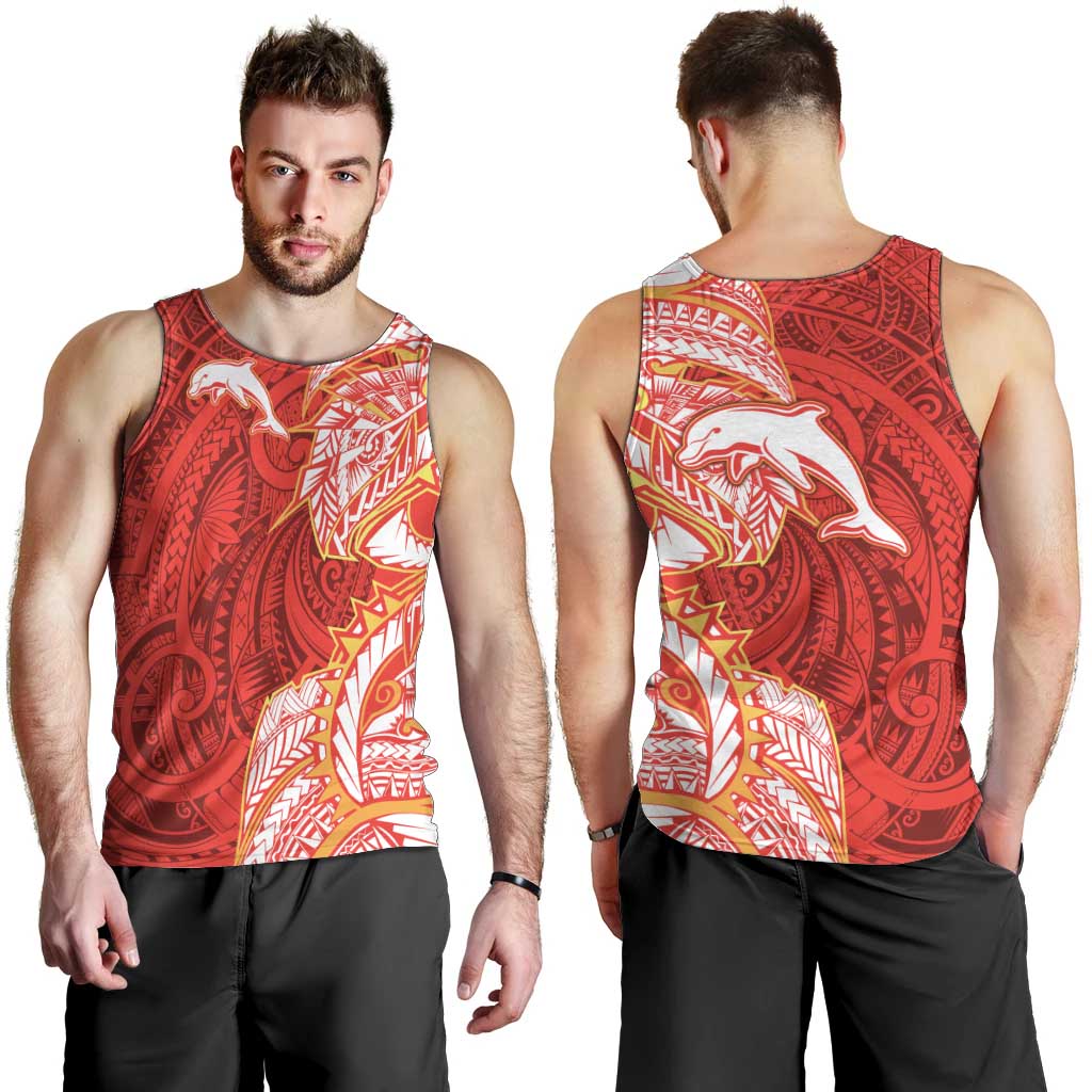 Dolphins Men Tank Top Polynesian Tribal Tattoo Pacific Sport Art