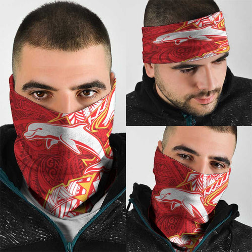 Dolphins Neck Gaiter Polynesian Tribal Tattoo Pacific Sport Art