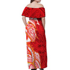 Dolphins Off Shoulder Maxi Dress Polynesian Tribal Tattoo Pacific Sport Art