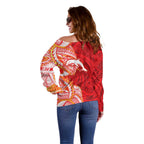 Dolphins Off Shoulder Sweater Polynesian Tribal Tattoo Pacific Sport Art