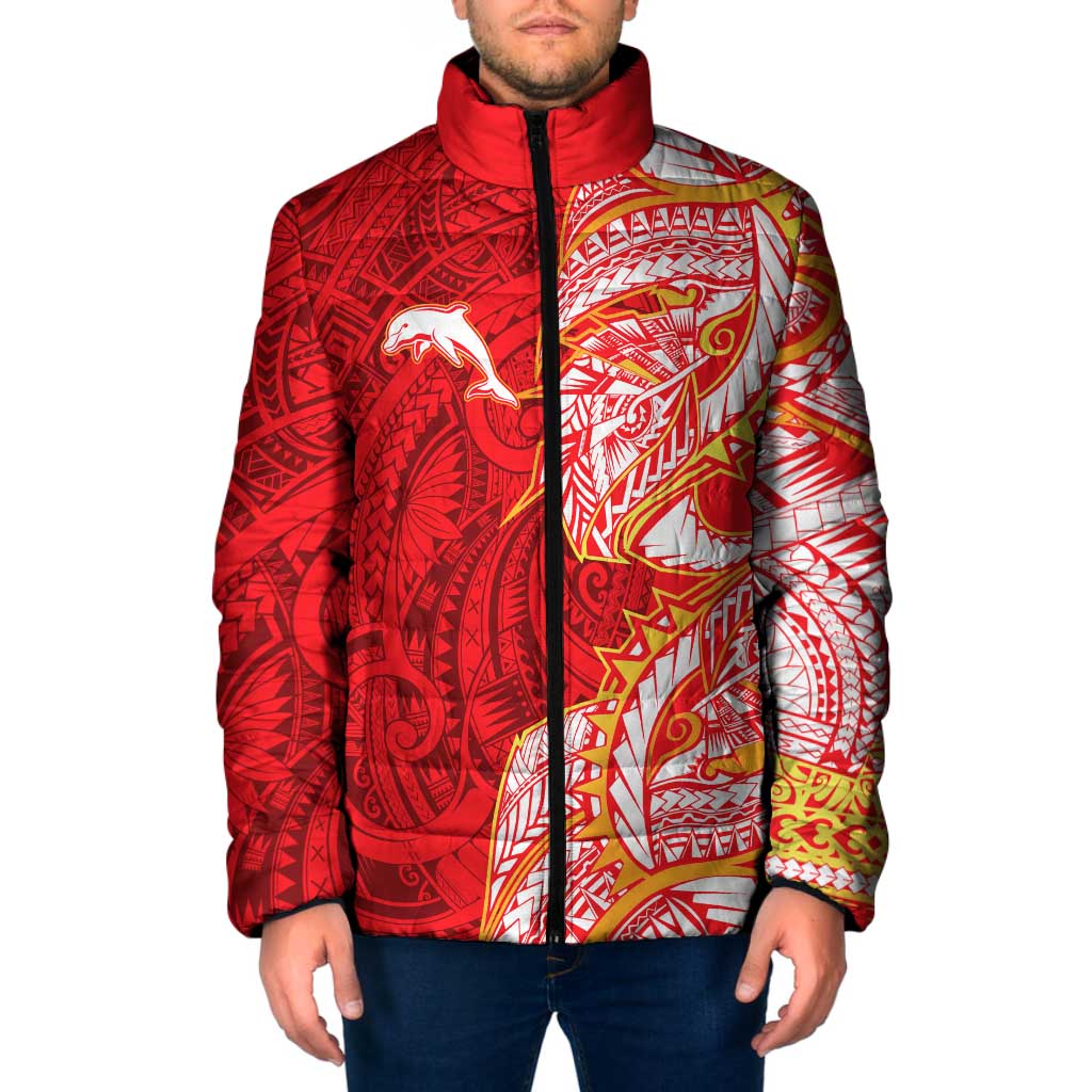 Dolphins Padded Jacket Polynesian Tribal Tattoo Pacific Sport Art