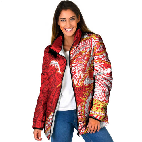 Dolphins Padded Jacket Polynesian Tribal Tattoo Pacific Sport Art