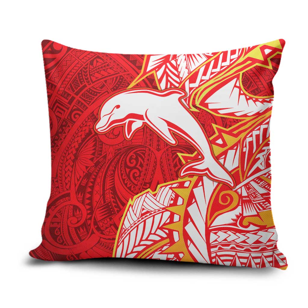 Dolphins Pillow Cover Polynesian Tribal Tattoo Pacific Sport Art