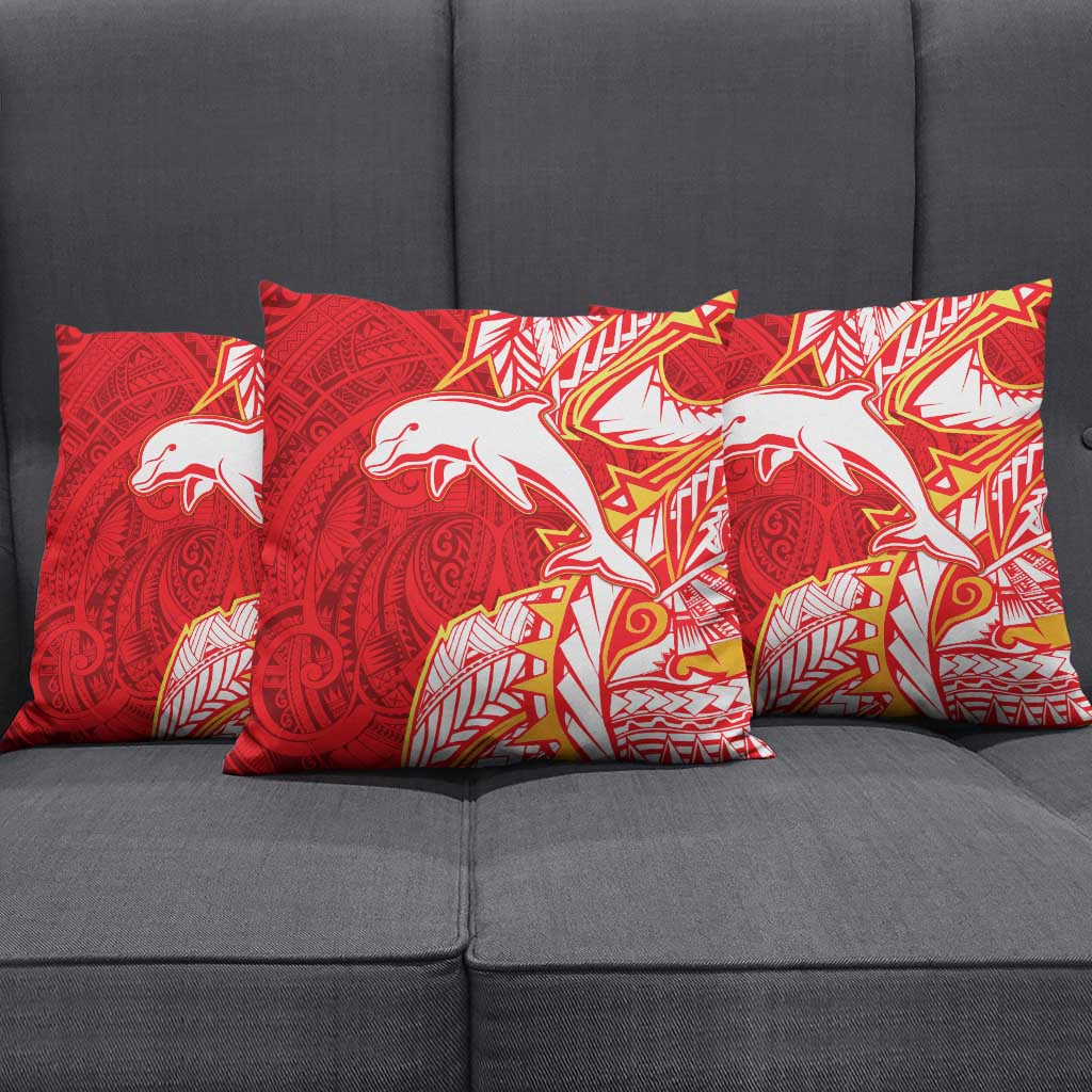 Dolphins Pillow Cover Polynesian Tribal Tattoo Pacific Sport Art