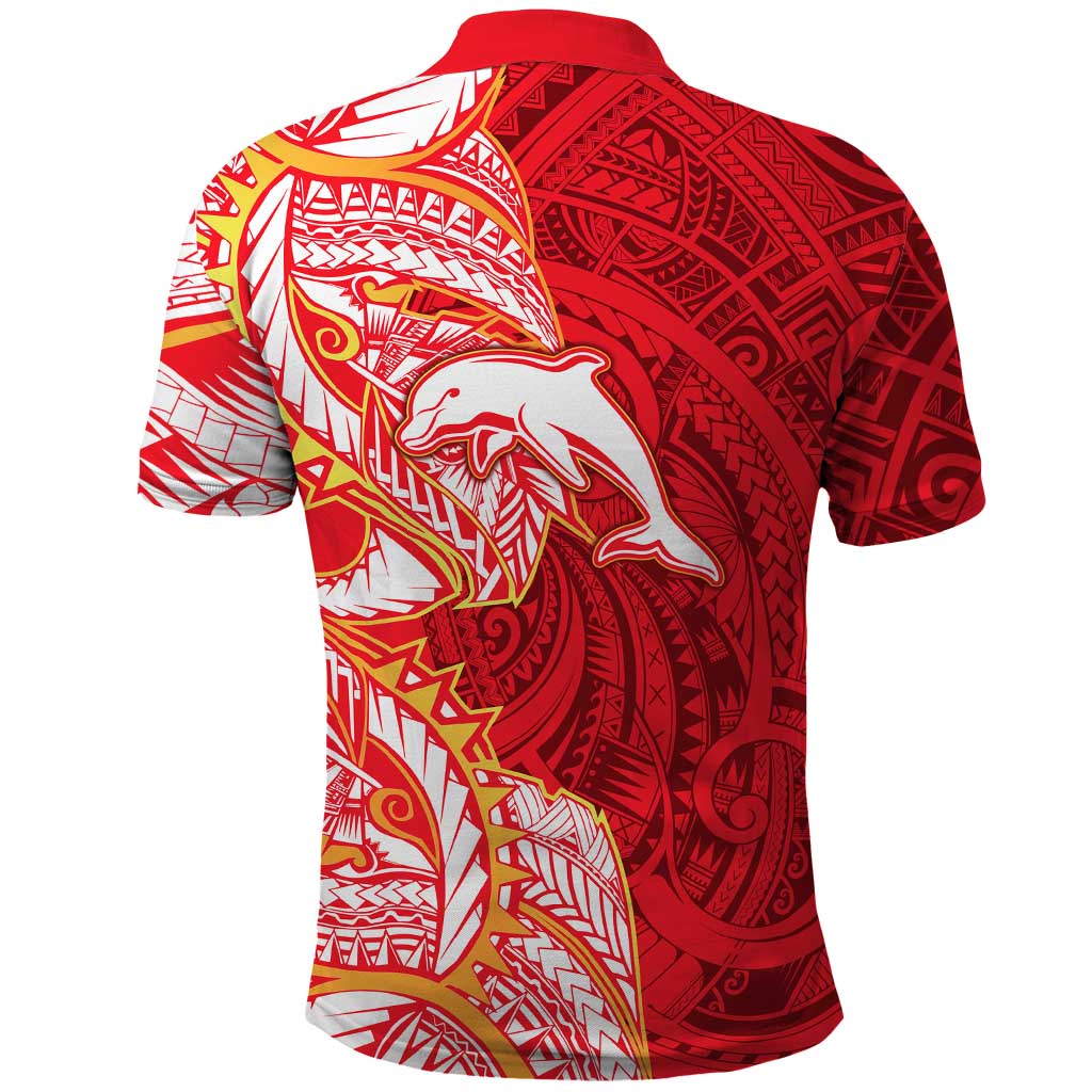 Dolphins Polo Shirt Polynesian Tribal Tattoo Pacific Sport Art