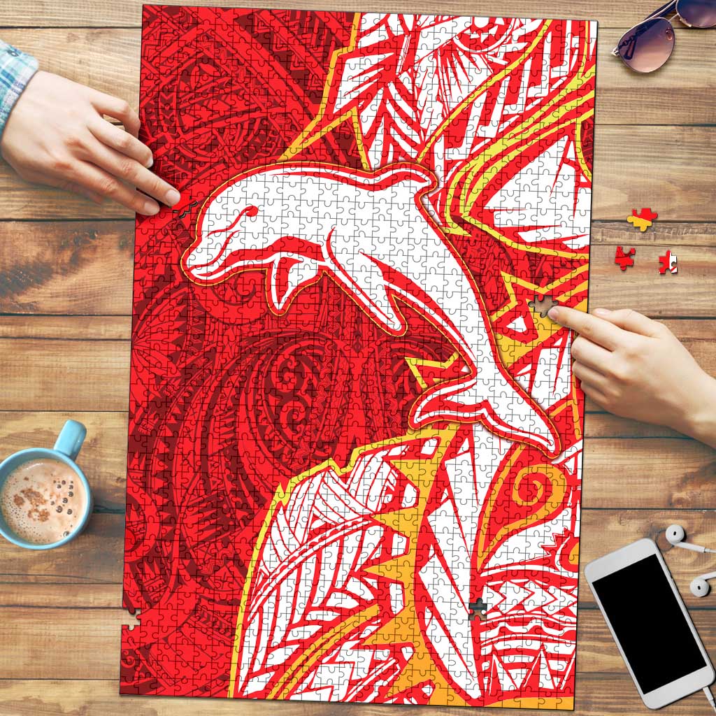 Dolphins Puzzle Polynesian Tribal Tattoo Pacific Sport Art