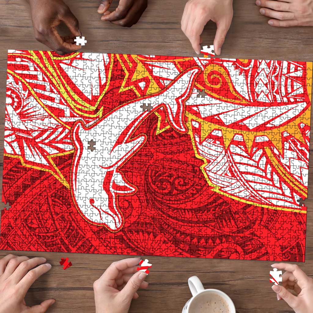 Dolphins Puzzle Polynesian Tribal Tattoo Pacific Sport Art