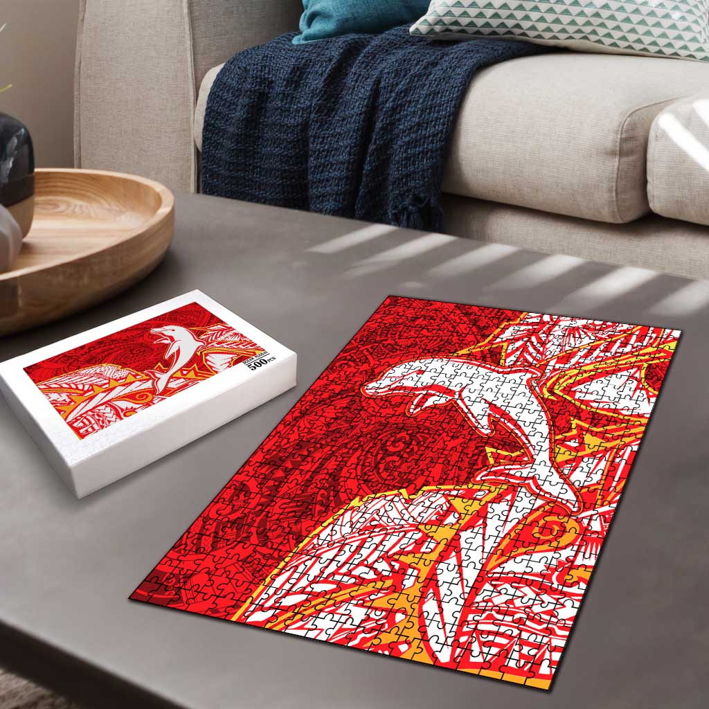 Dolphins Puzzle Polynesian Tribal Tattoo Pacific Sport Art