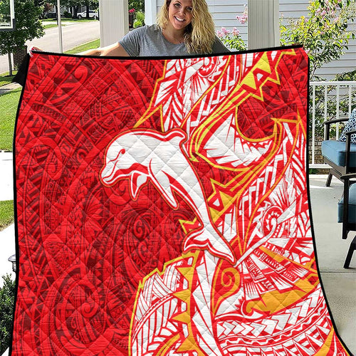 Dolphins Quilt Polynesian Tribal Tattoo Pacific Sport Art