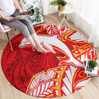 Dolphins Round Carpet Polynesian Tribal Tattoo Pacific Sport Art